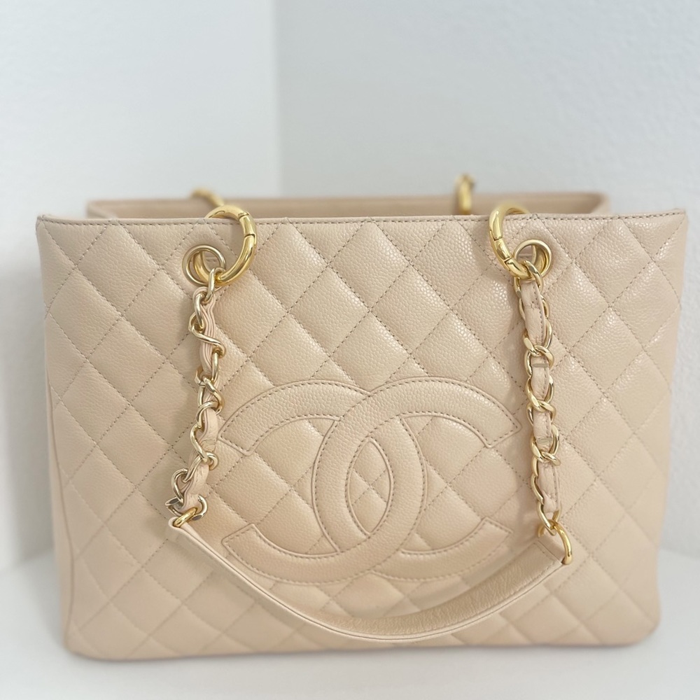 Chanel GST in Beige with GHW. Great gently used condition!